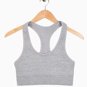 HONEYDEW Heather Grey Tracey Ribbed Bralette Racerback Sports Bra - NEW